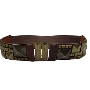 Leatherock Studded Leather with Elastic Back  Belt  Size Small Brown
